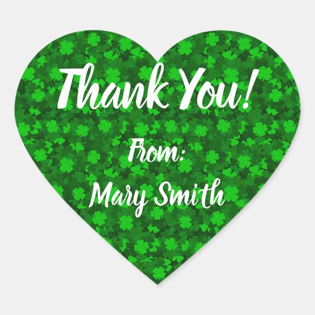 Sticker Cœur Fleur de Trèfle à Quatre Feuilles Moderne (Devant)