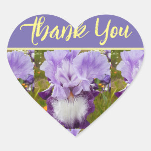 Sticker Cœur Fleur florale Iris Irises Violet Merci d'art