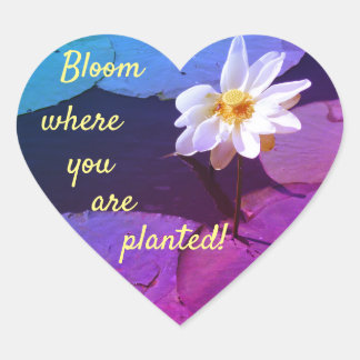 Sticker Cœur Fleur Lily Pad "Fleur De Fleur Où Vous Êtes Planté