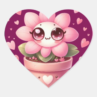 Sticker coeur Fleur Love