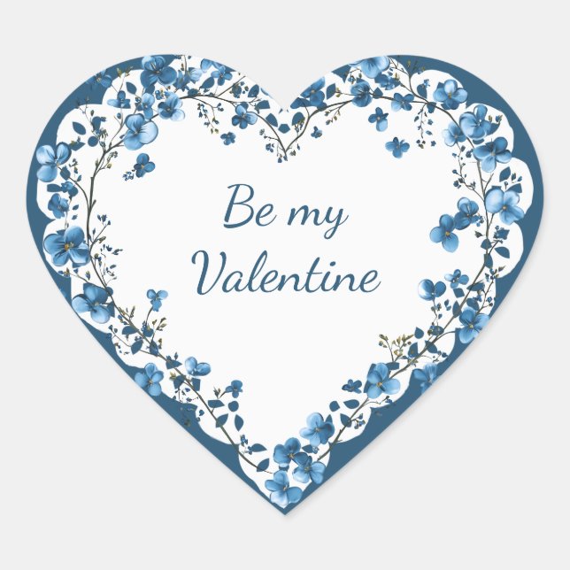 Sticker Cœur Fleur Ne m'oublie pas de la Saint-Valentin (Devant)