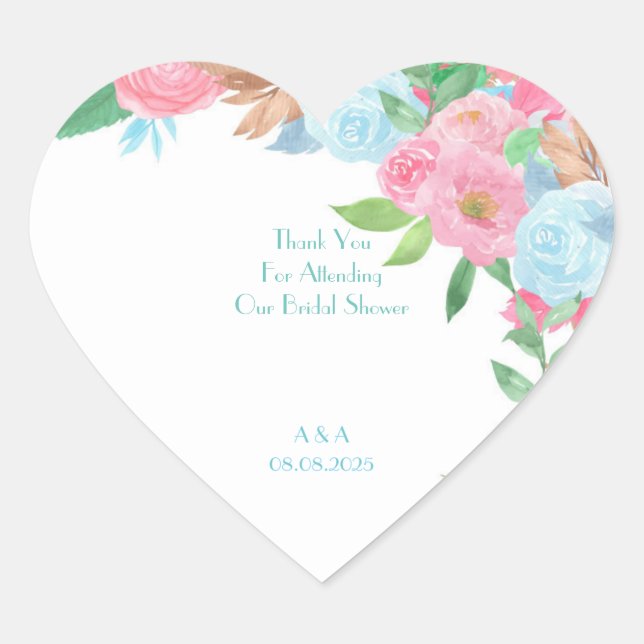 STICKER CŒUR FLEUR PRINTEMPS ÉTÉ PASTEL (Devant)