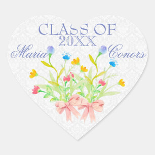 Sticker Cœur Fleurs aquarelles