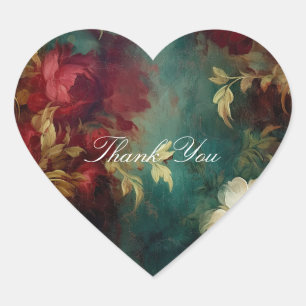 Sticker Cœur Fleurs blanches rouges romantiques