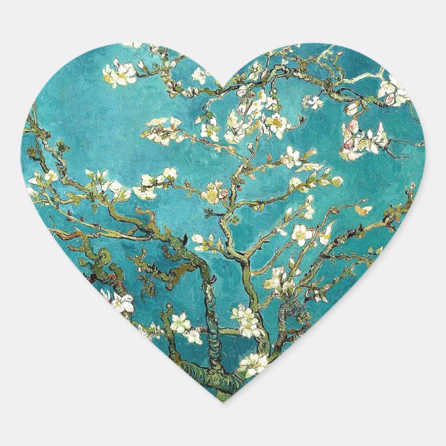 Sticker Cœur Fleurs d'amandier de Van Gogh Impressionnisme clas (Devant)