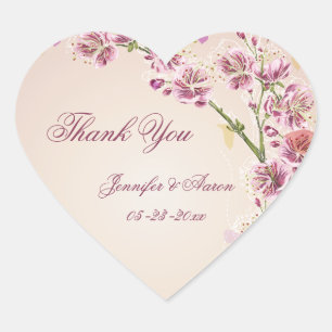 Sticker Cœur Fleurs d'aquarelle violette Lilac mariage merci