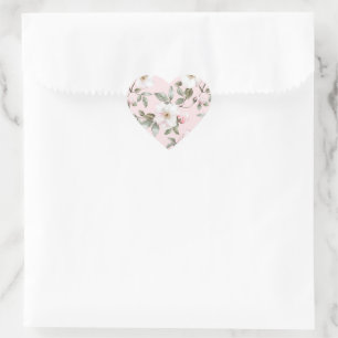 Sticker Cœur Fleurs de mariage rose blanc blush Pretty 