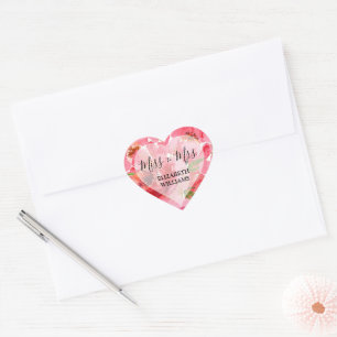 Sticker Cœur Fleurs de pivoine à l'aquarelle pour la douche de