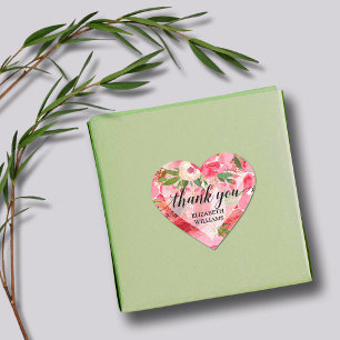 Sticker Cœur Fleurs de Pivoine Merci