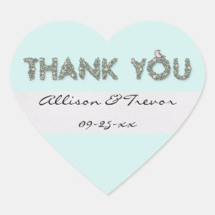 Sticker Cœur Fleurs de remerciement personnalisées pour couples