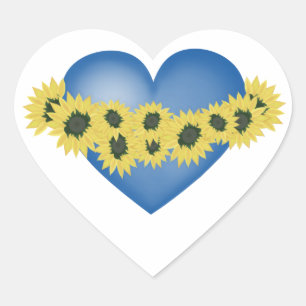 Sticker Cœur Fleurs de soleil et coeur. Amour et fleurs.