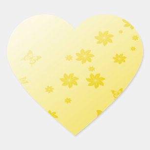 Sticker Cœur Fleurs de soleil sur papillons