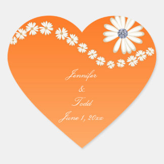 Sticker Cœur Fleurs et diamants Enregistrer l'étiquette de date