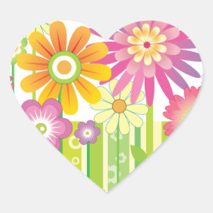 Sticker Cœur Fleurs heureuses