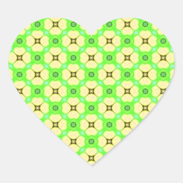 Sticker Cœur Fleurs jaunes sur vert (Devant)