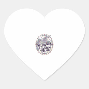 Sticker Cœur Fleurs sauvages de licorne et rêves de licorne POD