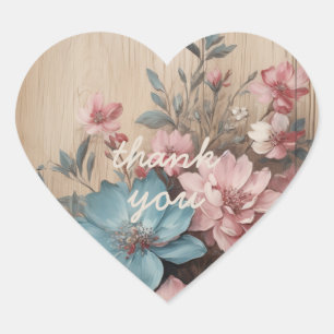 Sticker Cœur Fleurs sur Bois Emplacements de Journaling Carte D