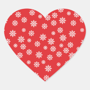 Sticker Cœur Flocons de neige en rouge