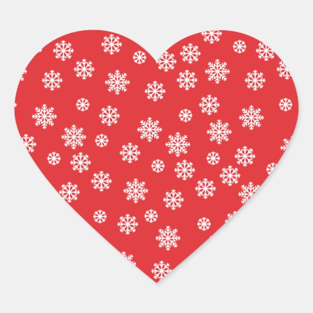 Sticker Cœur Flocons de neige en rouge (Devant)