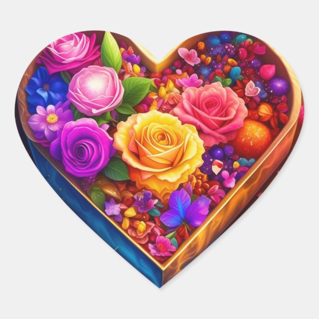 Sticker Cœur Floral Heart Saint Valentin Photo (Devant)