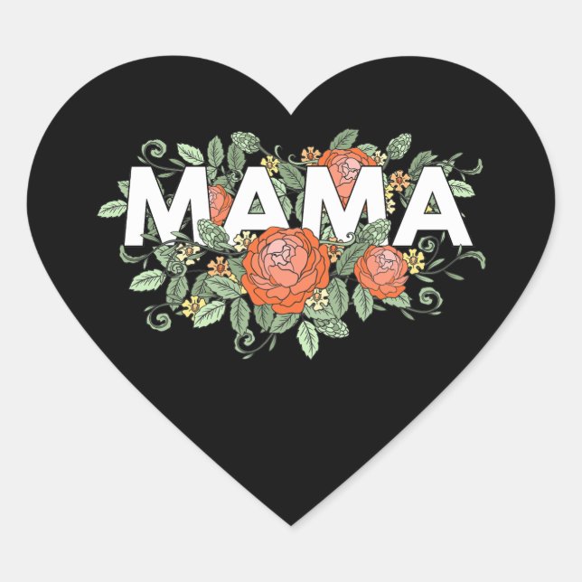Sticker Cœur Floral Mama (Devant)