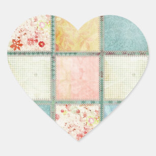 Sticker Cœur Floral Quilt Squares