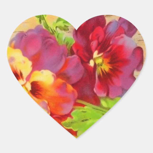 Sticker Cœur Floral vintage (Devant)