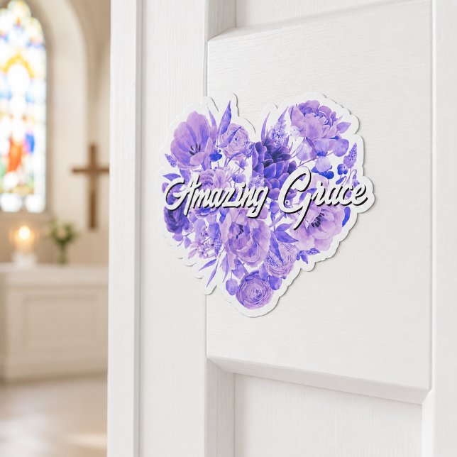 Sticker Cœur floral violet Amazing Grace (Créateur téléchargé)