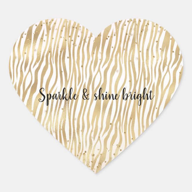 Sticker Cœur Flush Cream Zebra Glam Gold Confetti Sparkle (Devant)