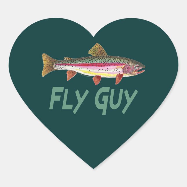 Sticker Cœur Fly de truite arc-en-ciel (Devant)
