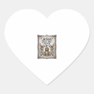 Sticker Cœur Foi en Jésus Art Populaire Foi Chrétienne Jésus Ar