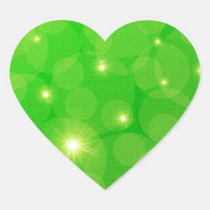 Sticker Cœur fond vert avec des étoiles jaunes