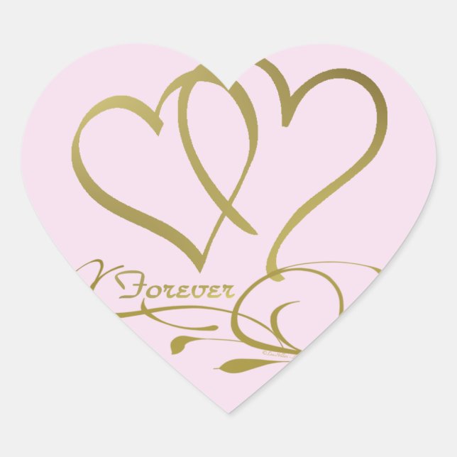 Sticker Cœur Forever Hearts Gold éditable couleurs arrière - pl (Devant)