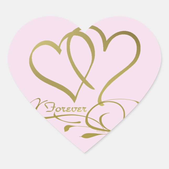 Sticker Cœur Forever Hearts Gold éditable couleurs arrière - pl (Devant)