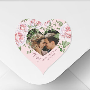 Sticker Cœur Forme de coeur amour couple photo rose roses migno