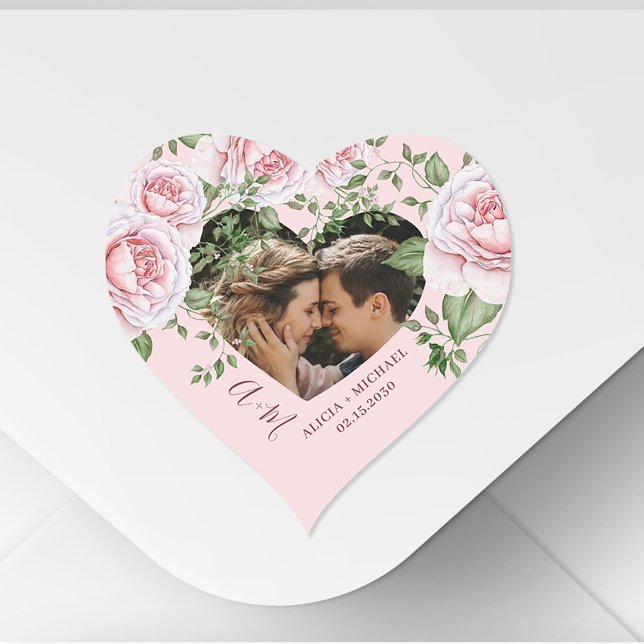 Sticker Cœur Forme de coeur amour couple photo roses roses mign (Créateur téléchargé)