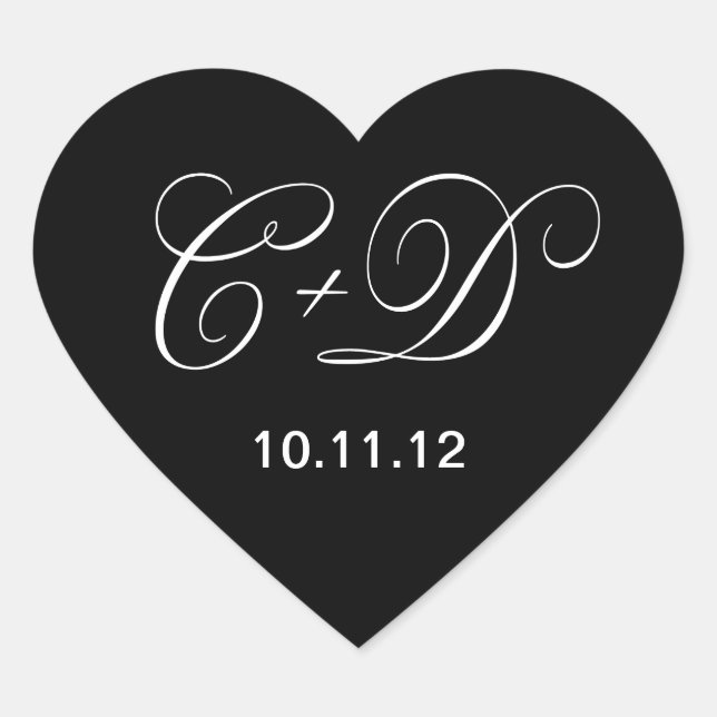 Sticker Cœur Forme de coeur noir et blanc personnalisé (Devant)