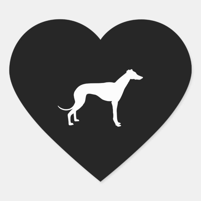 Sticker Cœur Forme noir et blanc de Greyhound (Devant)