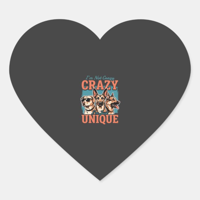 Sticker Cœur Fou amoureux de chien unique (Devant)