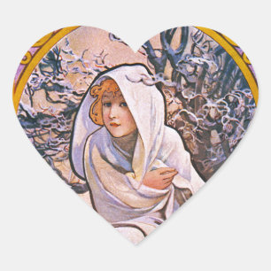Sticker Cœur Four Seasons by Alfons Mucha Art Déco Nouveau