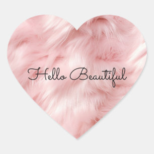 Sticker Cœur Fourrure Faux Rose Féminine
