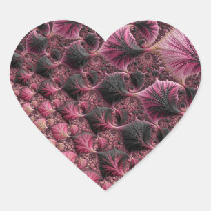 Sticker Cœur Fractale rose