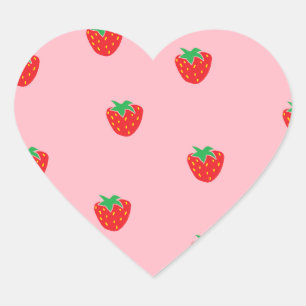 Sticker Cœur Fraise rose