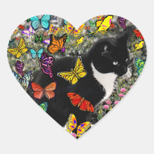 Sticker Cœur Frapules en papillons - Tuxedo Kitty