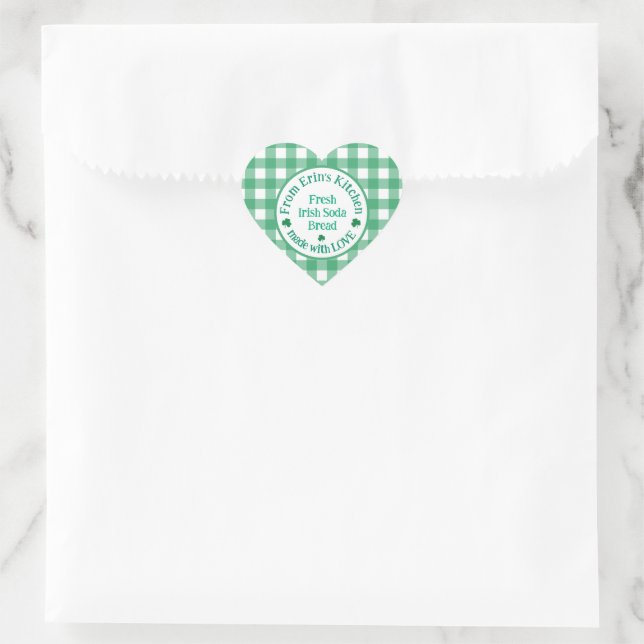 Sticker Cœur From NAME Kitchen with Love Irish Green Check  (Sac)