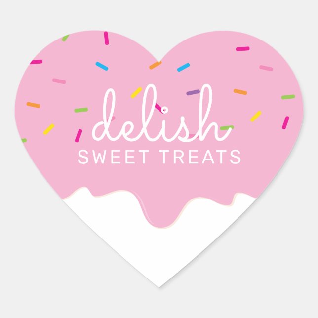 Sticker Cœur FROSTING DRIPS mignon saupoudrer coeur rose (Devant)