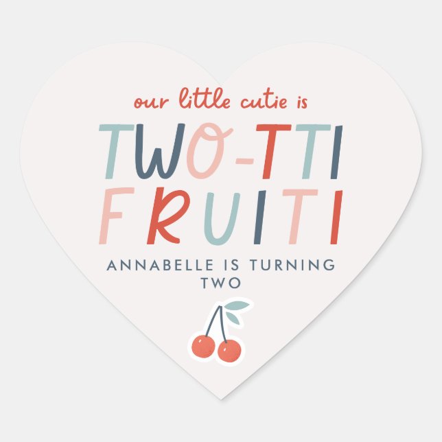 Sticker Cœur Fruit de 2e anniversaire rouge été fête des enfant (Devant)