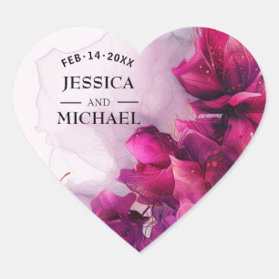 Sticker Cœur 💗 Fuchsia Enchantage : Aquarelle