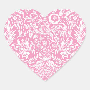 Sticker Cœur Fuchsia rose ananas Victorian Vintage Damask