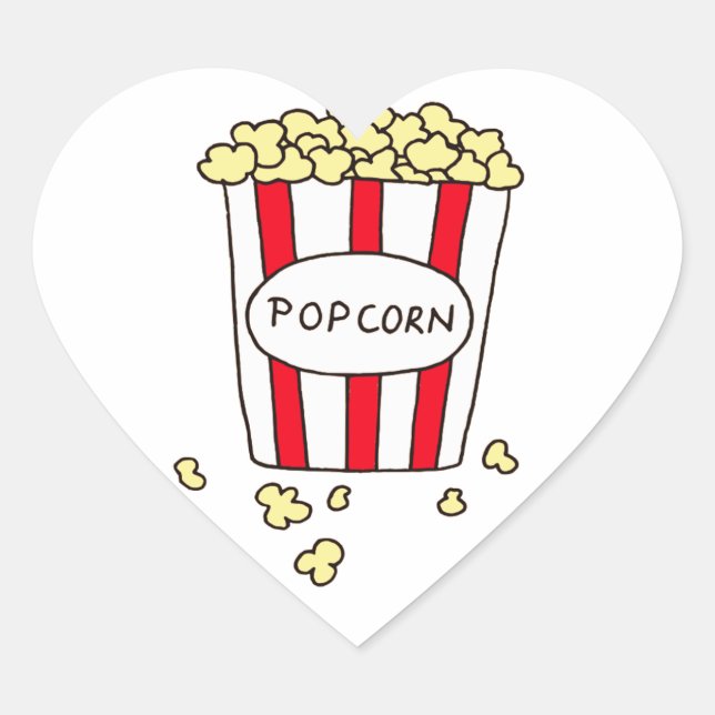 Sticker Cœur Fun Movie Theater Popcorn à Red White Bucket (Devant)